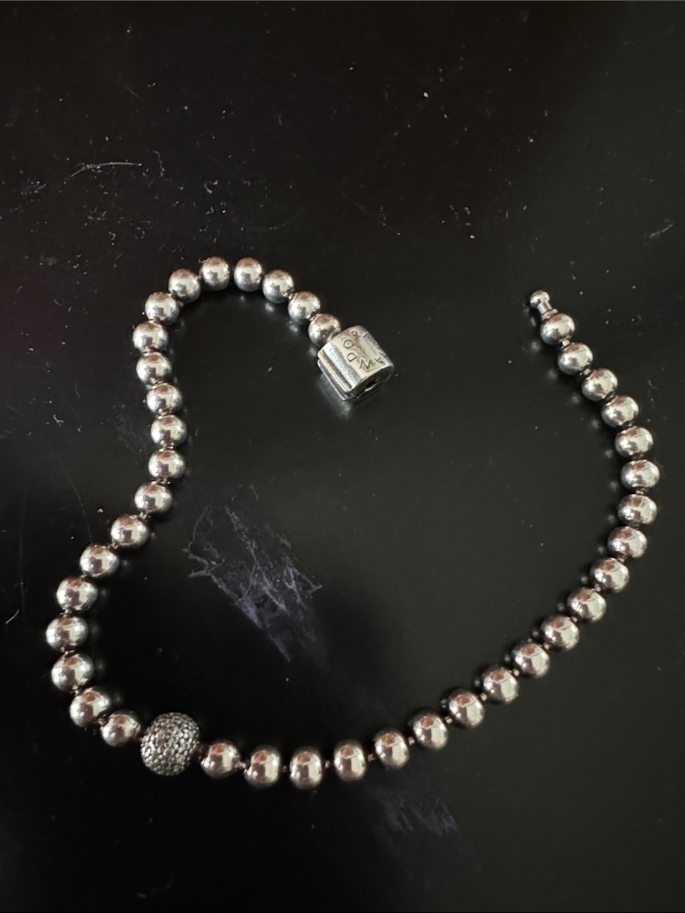 Pandora silver beads & pave bracelet size 7.5.